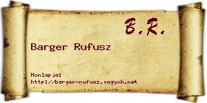 Barger Rufusz névjegykártya